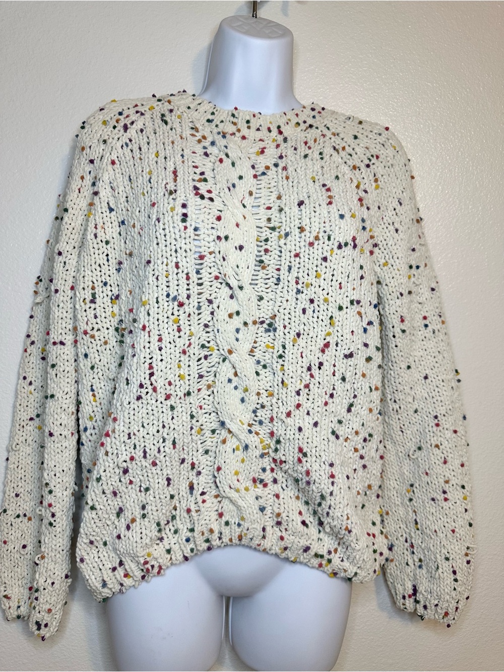 Elenza by L&L European Confetti Cable Knit Sweater TU One Size - Picture 4 of 5
